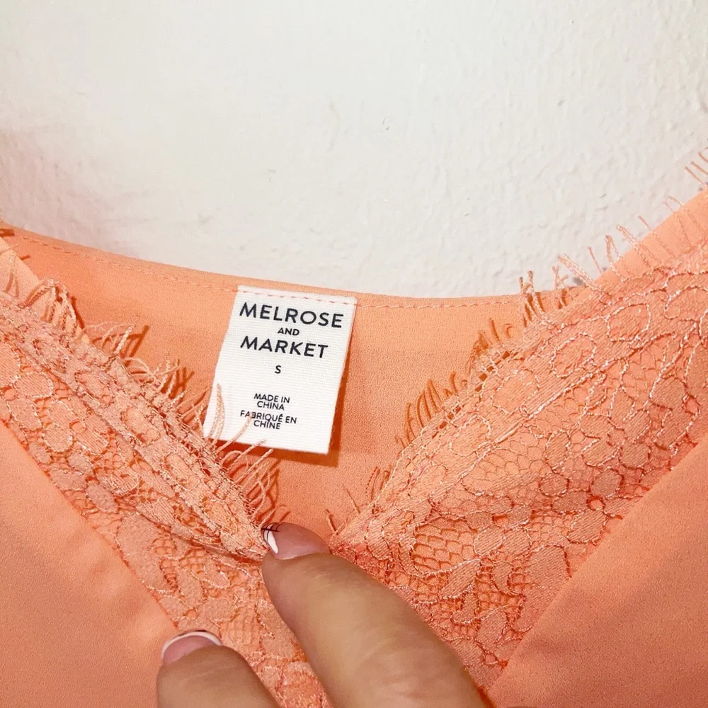 Melrose and market peach lined lace tank top new - Picture 4 of 11